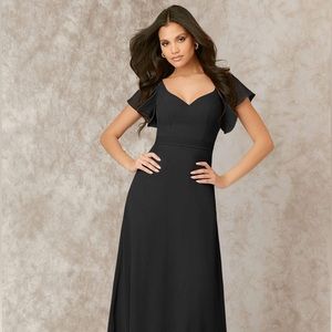 AZAZIE X KENDALL + KYLIE Flutter Sleeve Chiffon black Maxi Bridesmaid Dress